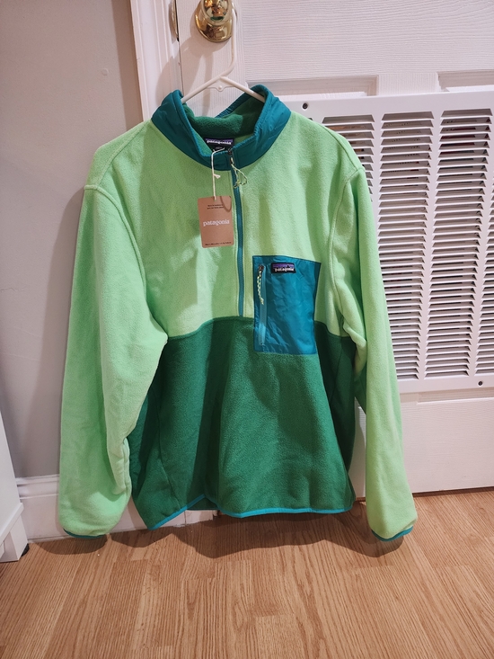 Patagonia Other - Patagonia Mens Gather Green Microdini Fleece Pullover with Teal Pocket